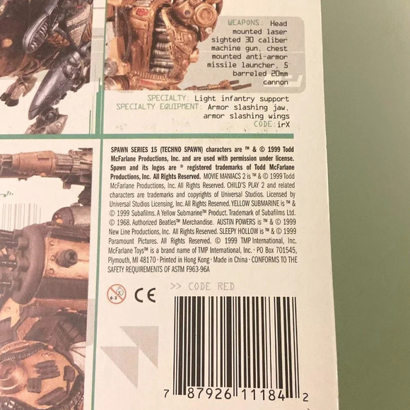 Vintage  1999 Techno Spawn Code Red Series 15 McFarlane Action Figure Gorilla - Picture 16 of 16